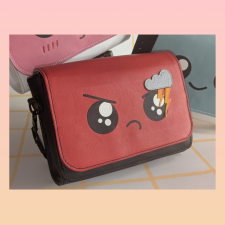 Godot-San sac KawaII Rouge colère, cuir Français